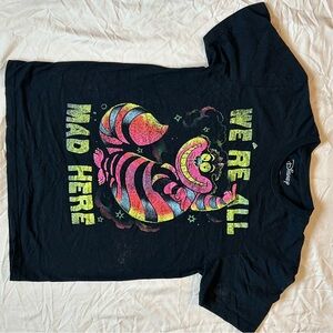Disney Black T-Shirt with Colorful Cheshire Cat Design